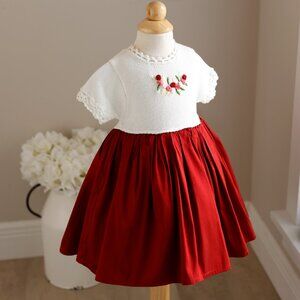 Red Silk and Cotton Knit Sweater Dress Baby Special Occasion Limited Edition